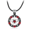 Pendentif Colliers Série Supernatural Collier Pentagramme avec chaîne de corde Dean Winchester Star Argent Plaqué Cristal Rouge Bijoux253w