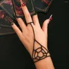 Link Bracelets Creative Goth Black Finger Wrist Chains Rings Women Belly Dancer Connecting Hand Harness Halloween Jewelry