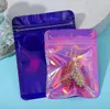 Laser Zipper Bags Hologram Iridescent Pouches Resealable Plastic Packaging Bag Cosmetic Trinkets Jewelry Storage Bag