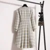 Robes décontractées Eary Automne Mode Femmes Coréenne Style Sweat Robe À Manches Longues Élégance Plaid Empire Taille A-ligne Robes Rencontres Portant