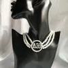 Chokers Handmade Greek Sorority Custom Three Layer White Pearl AEO Letter Necklace Earring Set Jewelry For Women270z
