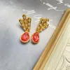 Boucles d'oreilles Vintage médiévales en pierre émaillée, palais clouté de diamants, style français, luxe léger, aiguille en argent