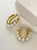 Hoop kolczyki Peri'sbox Designer Biżuteria złoto Plane wielokrotne sztuczne perłowe masywne dla kobiet minimalistyczne akcesoria ślubne ślubne