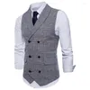 Herrvästar 2023 British Style Business Vest Bekväm mode smal fit casual check liten