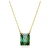 Collier Swarovski créateur de luxe mode femmes matrice vert carré collier pour cristal lumière luxe Simple collier chaîne