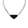 2021 womens mens Luxury designer Necklace chain fashion jewelry black and white triangle pendant design party silver hip hop punk 301K