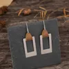 Dangle Earrings 2023 Retro Fashion Design Silver Color Hollow Out Square Pendant Leather For Women Wholesale Price