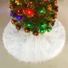 Couverture de jupe d'arbre de noël, tapis de Base, décoration en peluche blanche pour la maison, fête, vacances