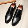 Robe chaussures en cuir véritable hommes mocassins tête ronde talon bas slip-on mode fête affaires décontracté classique noir vin rouge