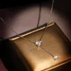 Romântico longo laboratório diamante pingente real 925 prata esterlina festa de casamento pingentes colar de corrente para mulheres charme de noiva jóias244y