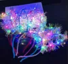 LEDバニーイヤーヘッドバンドライトアップウサギの長い耳髪フープ輝く頭飾り誕生日パーティークリスマスホリデーヘッドアクセサリー