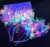 LED BUNNY EAR THEAD LIGHT UP RABBIT LONG EARS HAIR HOOP متوهجة الرأس عيد ميلاد حفلة عيد الميلاد الإكسسوارات للنساء والفتيات