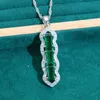 Wedding Jewelry Sets 925 Silver Jewelry Sets For Women Wedding Green Zircon Luxurious Long Earrings Necklace Pendant Ring Bracelet Dating Gifts 230928