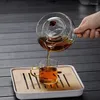 Hip Flasks Transparent Teapot Heat Resistant Glass Strainers Chinese KungFu Tea Cooker High Boron Silicon Teawear Ceremony Wooden Handle