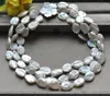 Chaînes Z12874 Lustre 3Row 18 "19mm Collier de perles ellipsoïdes blanches