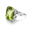 ウェディングリングSzjinao Real 925 Sterling Silver 17 17mm Square Peridot Ring Women's Vintage Large Antiqued Filegree Victorian Retro Jewelry 230928