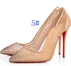 Escarpins à talons de mariée, sandales à strass, fond rouge, Spikaqueen, chaussures pour femmes, PVC avec strass, bout fermé, fête, mariage, élégance femme