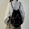 School Bags Student Schoolbags Y2K Women Casual Kawaii Book Backpack Star Black Shoulder Leisure Crossbody Bag Kids Travel Girls Ladies