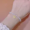 Link pulseiras cor prata pérola pulseira para mulheres menina moda temperamento tendência jóias festa de aniversário presente gota atacado