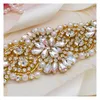 Gürtel Handgefertigter Brautgürtel zum Aufbügeln, Strass, klare Perlen, Kristall-Applikations-Patch für Hochzeitskleider