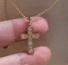 2023 Quality V Gold Material Charm Cross Pendant Necklace with Diamond in Two Colors Plated Have Stamp Box PS4539A