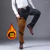 Jeans pour hommes hiver Style décontracté qualité homme polaire épaissi Denim pantalon solide pantalon droit chaud mâle JR09