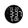 Wall Clocks 10 Inch Clock LED Light Date Week Temperature & Humidity Display With Remote Control 24 Or 12 Hour Round Simple Modern