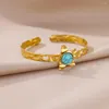 Bangle rostfritt stål armband för kvinnor naturliga opal sten armband 2023 trend i femme lyxar par estetiska smycken pulseras