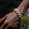 Bracelet en chaîne à maillons cubains pour hommes, 15mm de largeur, 5A, baguette glacée, cz, couleur or, bijoux hiphop, 210609296F