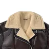 Neue Designer Damenbekleidung Leder Shearling Jacken Pelzmantel Braun Mode Trench Winter Kleidung Revers Hals Schnallen Cowboys Größe S M L