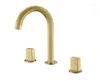 Bathroom Sink Faucets Top Quality All Brass Faucet Three Holes Double Handle Basin Mixer Taps Cold Water