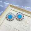 Medieval blue small daisy with full diamond elegant and sunflower earrings