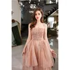 Ethnische Kleidung Französisch Tube Top Applikation Rücken Bandage Chiffon A-Linie Abendkleider Frauen Formale Partykleid Vestidos