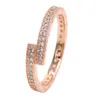 Pandorara – bague pliante de luxe pour femmes, anneau décalé scintillant, Style tendance, en or Rose, cadeau féminin