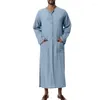 Men's Sleepwear V-Neck Short Sleeve Robe Kaftan Side Split Casual Long Dress Thobe Nightdress Shirt Loungewear Summer Beachwear
