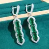 Wedding Jewelry Sets 925 Silver Jewelry Sets For Women Wedding Green Zircon Luxurious Long Earrings Necklace Pendant Ring Bracelet Dating Gifts 230928