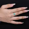 Cluster Rings Gem's Ballet 6mm Natural Green Agate Gemstone Engagement Ring 925 Sterling Silver Onyx Women's Vintage Gift till henne
