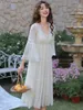 Women's Sleepwear Women White Ruffles Flare Sleeve V-Neck Vintage Princess Nightgowns Pajama Nighty Dress French Gown Female Victorian