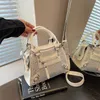 Women's 2023 New Simple and Shiny Diamond One Shoulder Crossbody Fashion Versatile Handheld Motorcycle Small Square Bag model 9236