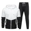 Herrspårar Youth Outdoor Punk Jogger Suit Spring och Autumn 2 Set Printing Street Hoodies Pants Pants Picks för män