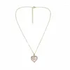 Kedjor Pearl Rhine Stone Heart Necklace Pendant Thin Chain Women Gold Plating Fashion Party Gift 2023 Style HN23N