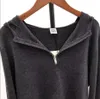 Tote * E2023 Autumn/Winter New Wool Knitwear Zipper Hooded Loose Sweater Casual Knit Sweater Top