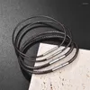 Charm Bracelets 17/18.5/20.5/22cm Black Brown Braid Wax Cord Bracelet Stainless Steel Buckle Bangle For Women Men Fashion Jewelry Gifts