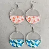 Dangle Earrings Mermaid Print Faux Leather Half Round Acrylic For Women Fashion Fish Scale Pattern Statement Jewelry