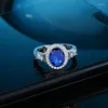 Cluster Rings European And American S925 Sterling Silver Retro Royal Blue Crystal Luxurious Ring High-quality Jewelry Manufacturers