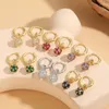 Boucles d'oreilles créoles pour femmes, bijoux élégants, petites boules de pierres précieuses colorées, rondes, de luxe, à la mode, 2023