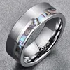 Wedding Rings 8mm Natual Abalone Shell Tungsten Carbide Ring Silver Color Matte Surface Promise Jewelry Engagement Men Anillos1300s