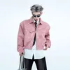 Men's Jackets Fashionable Big Pocket PU Leather Jacket Autumn High Street Causal Loose Handsome Short Shoulder Padded Top Male Clothes