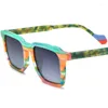 Solglasögon Multicolor Matte Square Personlig unisex UV400 Gradient handgjorda acetat solglasögon optiska glasögon