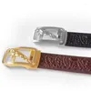 Belts Men's Crocodile Bone Stainless Steel Buckle Belt Leather Grain Business